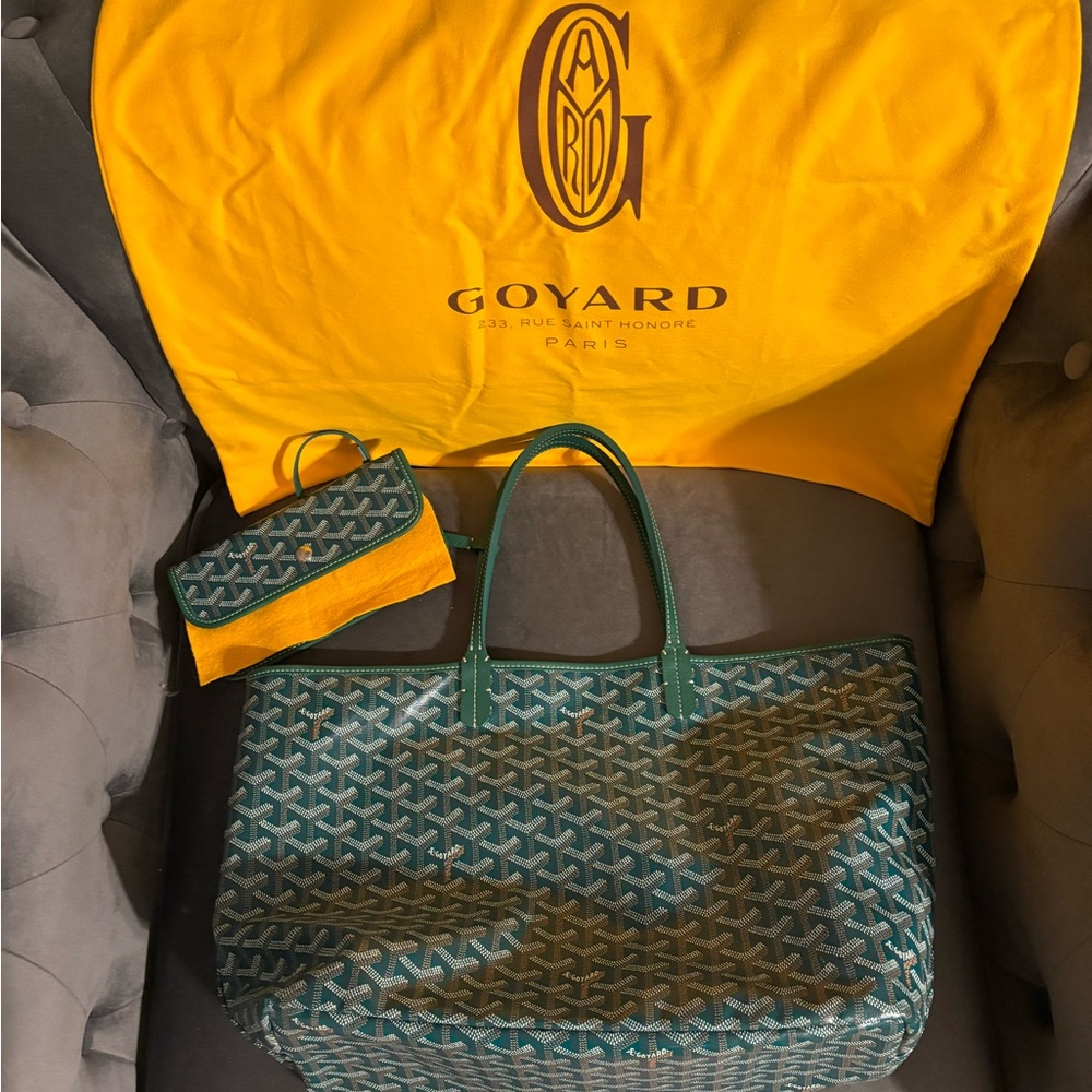 Goyard Green and Yellow Tote with Wallet